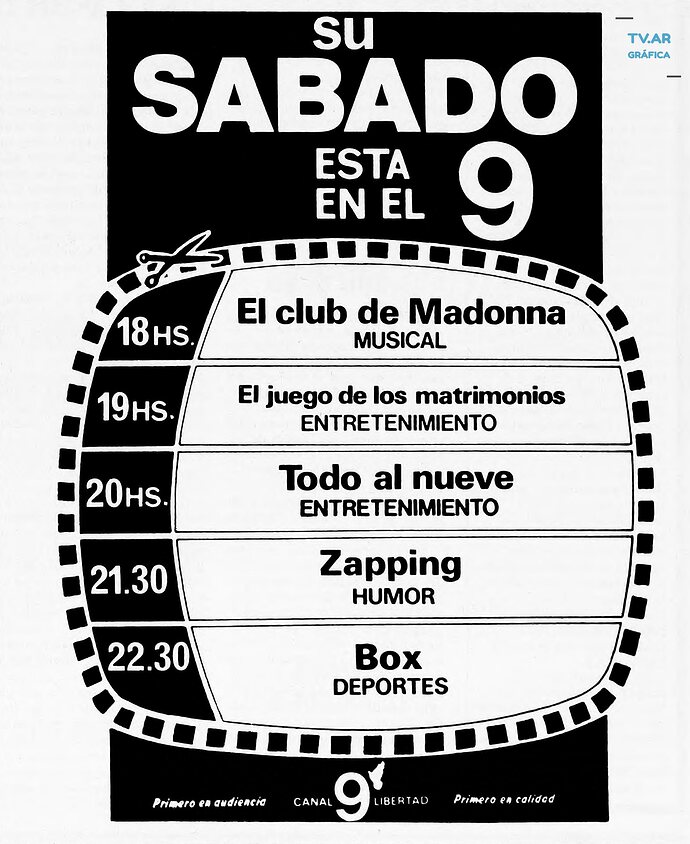 Su Sabado Esta en el 9 - Publicidad Grafica (1989)