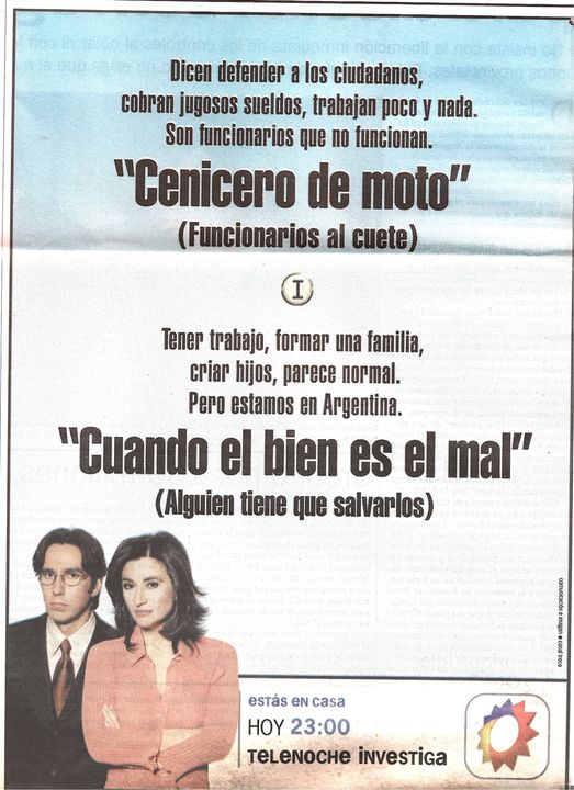 Telenoche Investiga - Publicidad Grafica (2002)